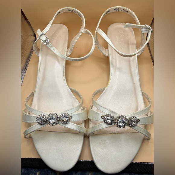 David's Bridal Shoes - David's Bridal dyed light Ivory Sandals with Rhinestone Detail